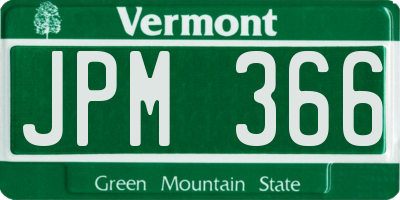 VT license plate JPM366