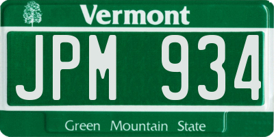 VT license plate JPM934
