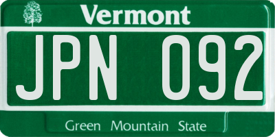 VT license plate JPN092