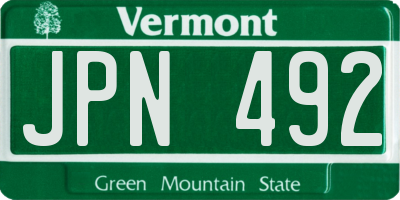 VT license plate JPN492