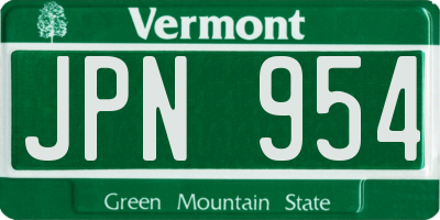 VT license plate JPN954