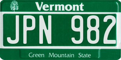 VT license plate JPN982