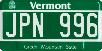 VT license plate JPN996