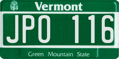 VT license plate JPO116