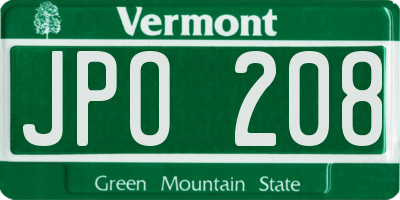 VT license plate JPO208