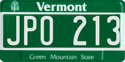 VT license plate JPO213
