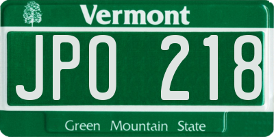VT license plate JPO218
