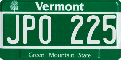 VT license plate JPO225