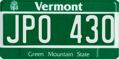 VT license plate JPO430
