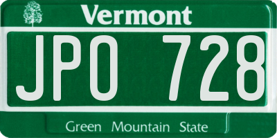 VT license plate JPO728