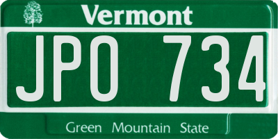 VT license plate JPO734