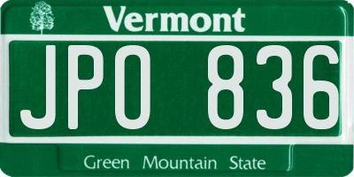 VT license plate JPO836