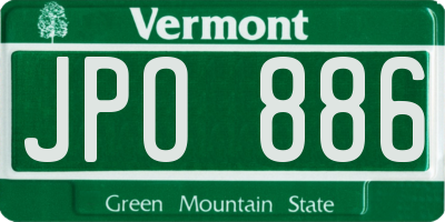 VT license plate JPO886