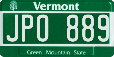 VT license plate JPO889