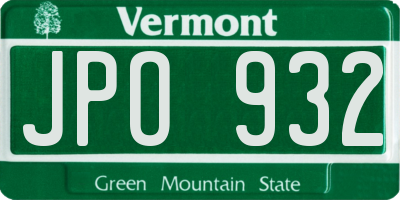 VT license plate JPO932