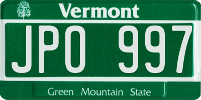 VT license plate JPO997