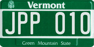 VT license plate JPP010