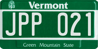 VT license plate JPP021