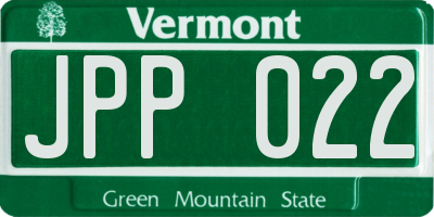 VT license plate JPP022
