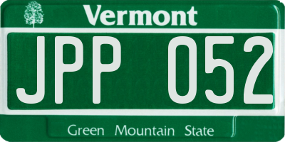 VT license plate JPP052