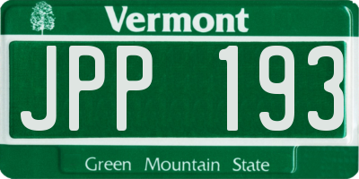 VT license plate JPP193