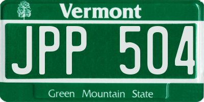 VT license plate JPP504