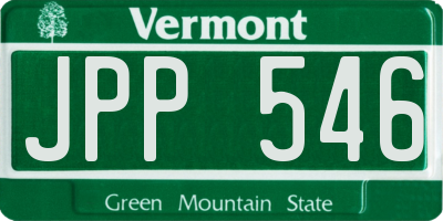 VT license plate JPP546