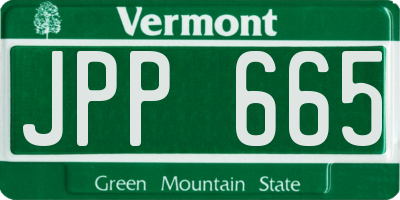 VT license plate JPP665