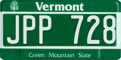 VT license plate JPP728