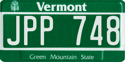 VT license plate JPP748