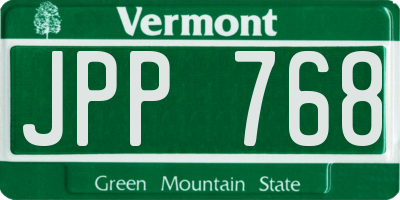 VT license plate JPP768