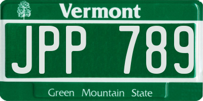 VT license plate JPP789