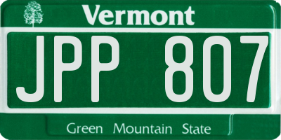 VT license plate JPP807