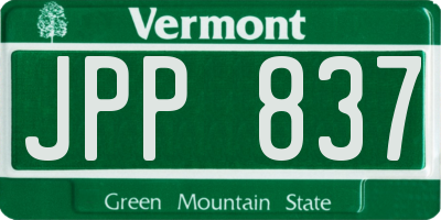 VT license plate JPP837