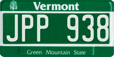 VT license plate JPP938