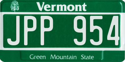 VT license plate JPP954