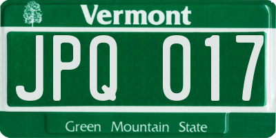 VT license plate JPQ017