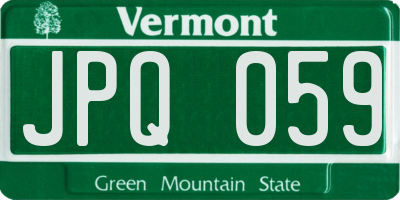 VT license plate JPQ059