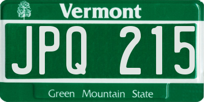 VT license plate JPQ215