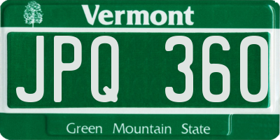 VT license plate JPQ360