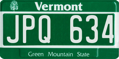 VT license plate JPQ634