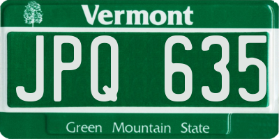 VT license plate JPQ635