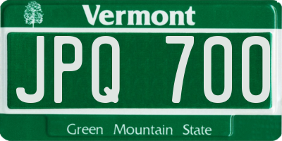 VT license plate JPQ700