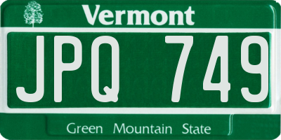 VT license plate JPQ749