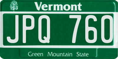 VT license plate JPQ760