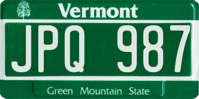 VT license plate JPQ987