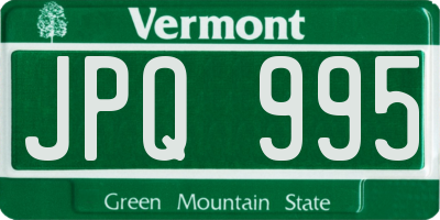 VT license plate JPQ995