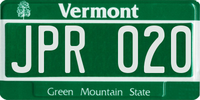VT license plate JPR020