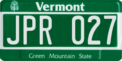 VT license plate JPR027
