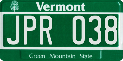 VT license plate JPR038